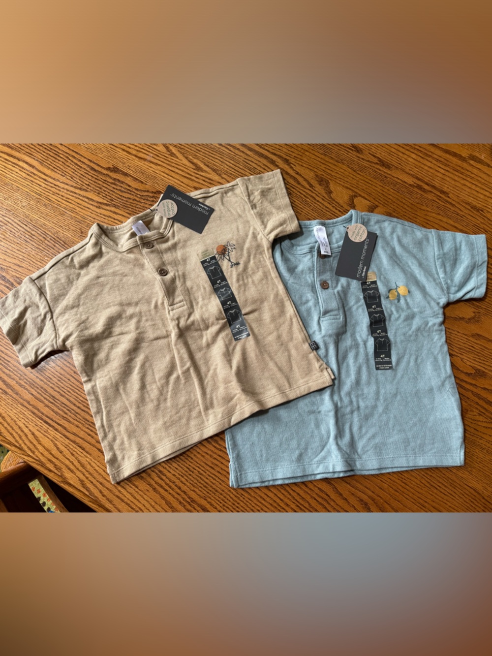4t Modern Moments organic cotton Kids Short Sleeve Henley Top bundle of 2